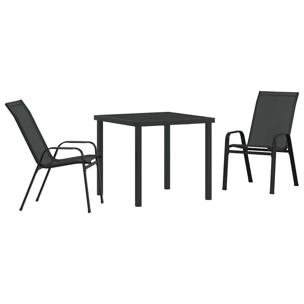 vidaXL Ensemble de salle à manger pour jardin 3 Pièces Noir