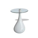 vidaXL Table basse avec dessus de table en verre rond Blanc brillant