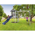 AXI Structure de jeu Beach Tower Gris Blanc avec 2 balancoires et toboggan Bleu