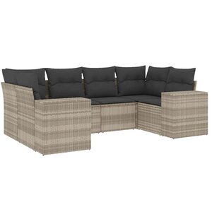 vidaXL Salon de jardin 6 Pièces avec coussins gris clair résine tressée