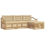 vidaXL Ensemble de canapés d'extérieur 4 pc Blanc et Beige Polyester