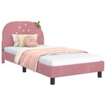 vidaXL Cadre de lit pour enfants avec tête de lit Rose 90 x 200 cm