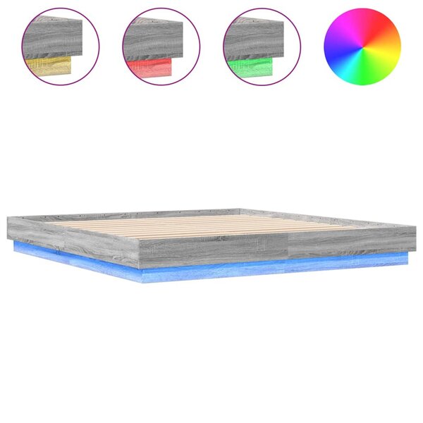 vidaXL Cadre de lit avec lumières LED sonoma gris 200x200 cm