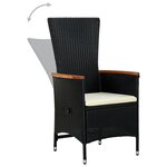 vidaXL Mobilier de salle à manger de jardin avec coussins 7 Pièces Noir