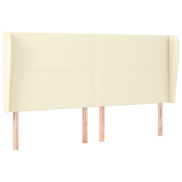 vidaXL Tête de lit avec oreilles Crème 203x23x118/128 cm Similicuir