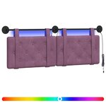 vidaXL Tête de lit suspendue Avec lumière LED Pourpre Velours