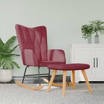 vidaXL Chaise à bascule avec tabouret Rouge bordeaux Tissu
