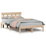 vidaXL Cadre de lit Marron 140 x 190 cm Bois de pin massif
