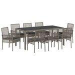 vidaXL Ensemble de salle à manger pour jardin 9 Pièces Gris Poly rotin