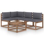 vidaXL Salon de jardin 5 Pièces avec coussins anthracite