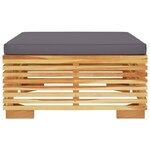 vidaXL Repose-pied de jardin et coussin Gris foncé Bois de teck massif