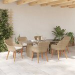 vidaXL Ensemble de salle à manger pour jardin 7 Pièces Beige polyrotin