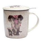 Mug en porcelaine avec infuseur métal éléphants