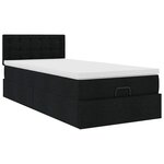 vidaXL Lit ottoman avec matelas noir 90x200 cm tissu