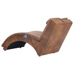 vidaXL Chaise longue de massage avec oreiller Marron Similicuir daim