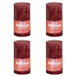 Bolsius Bougies pilier rustiques Shine 4 Pièces 130x68 mm Rouge velours