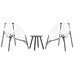 vidaXL Lot de 3 Chaise de jardin noir et blanc résine tressée