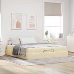 vidaXL Cadre de lit avec stockage Crème 180 x 200 cm tissu