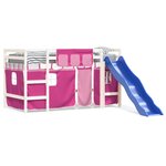 vidaXL Lit mezzanine enfants avec rideaux sans matelas rose 90x190 cm
