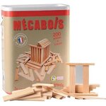 Mécabois - Baril de 200 pieces - Jeux de constructions planchettes en bois - Fabriqué en France