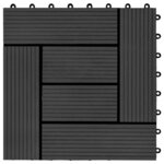 vidaXL Carreau de terrasse 22 Pièces Noir 30 x 30 cm WPC