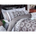 Parure de lit - housse de couette 220 x 240 + 2 taies d'oreiller 60 x 60 coton renforcé - Brun