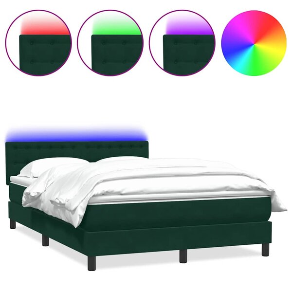 vidaXL Sommier à lattes de lit et matelas et LED vert foncé 160x210cm velours