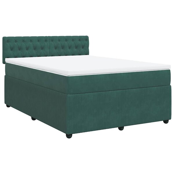 vidaXL Sommier à lattes de lit et matelas Vert foncé 160x200cm Velours