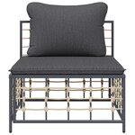 vidaXL Canapé central de jardin avec coussin gris foncé résine tressée
