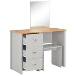 vidaXL Coiffeuse avec miroir et tabouret Gris 104x45x131 cm