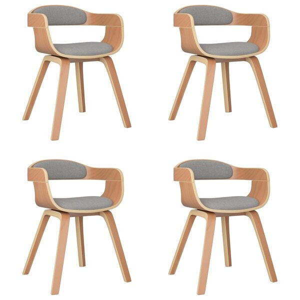 vidaXL Chaises de salle à manger 4 Pièces taupe bois courbé et tissu
