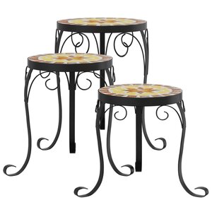 vidaXL Supports pour plantes 3 Pièces terre cuite et blanc céramique