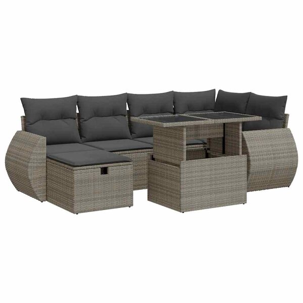 vidaXL Salon de jardin avec coussins 8 Pièces gris résine tressée acacia