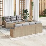 vidaXL Ensemble de canapé de jardin 8 Pièces Beige  gris clair