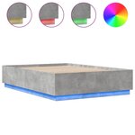 vidaXL Cadre de lit avec LED sans matelas gris béton 160x200 cm