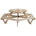 vidaXL Table de pique-nique pour 6 enfants avec bancs hexagonal sapin