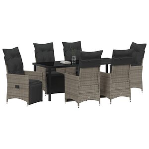 vidaXL Ensemble de salle à manger pour jardin 7 Pièces Gris polyrotin