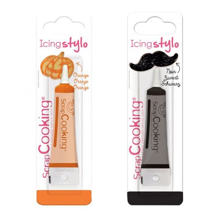 2 stylos de glaçage - orange & noir