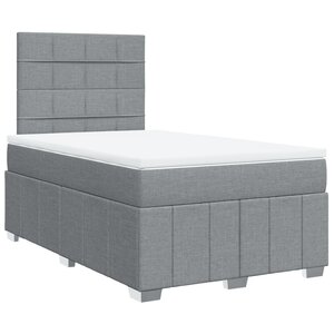 vidaXL Sommier à lattes de lit avec matelas Gris clair 120x200cm Tissu