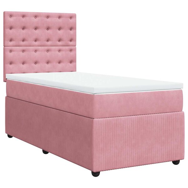 vidaXL Sommier à lattes de lit avec matelas Rose 90x200 cm Velours