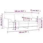 vidaXL Canapé 3 places avec oreillers bordeaux 180 cm velours
