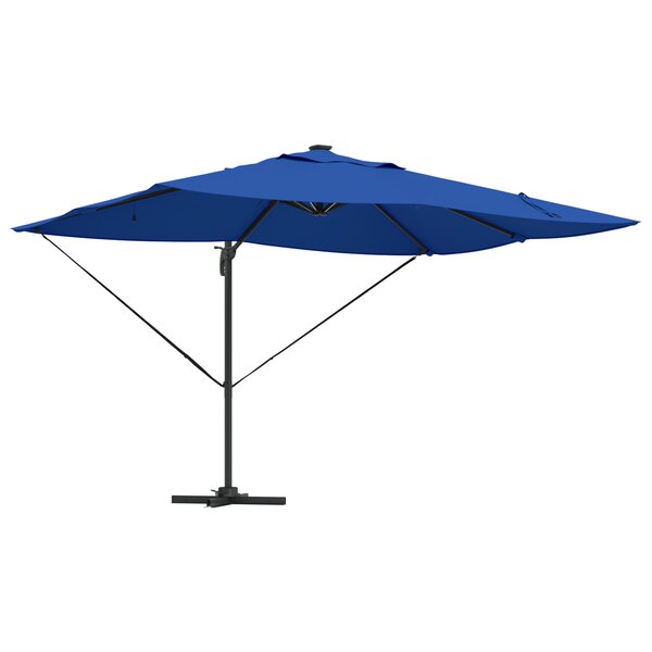 vidaXL Parasol déporté Roma avec LEDs Bleu Azur 352x251x265 cm Aluminium