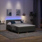 vidaXL Lit à ressort LED avec matelas Gris foncé 160 x 200 cm tissu