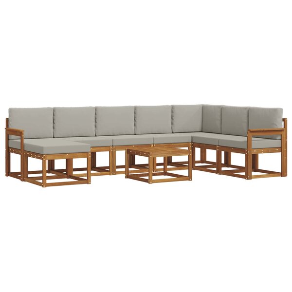 vidaXL Ensemble de canapés d'extérieur 9 pc Gris Naturel et Clair