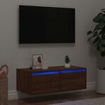 vidaXL Meuble TV avec lumières LED chêne marron 75x35 5x25 cm