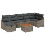 vidaXL Canapé de jardin 8 pièces avec coussins gris en poly rattan