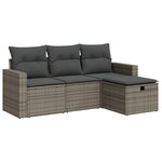 vidaXL Salon de jardin 4 Pièces avec coussins gris résine tressée