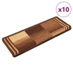 vidaXL Tapis d'escalier autoadhésifs 10 Pièces 65x21x4 cm Marron
