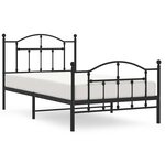 vidaXL Cadre de lit métal sans matelas avec pied de lit noir 100x190cm