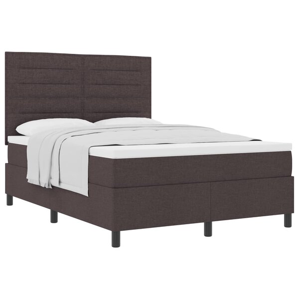 vidaXL Lit à ressorts avec matelas Marron foncé 140 x 190 cm tissu